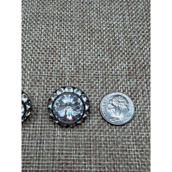 Large Crystal Statement Stud Earrings Round Rhinestone Posts - Picture 5 of 7